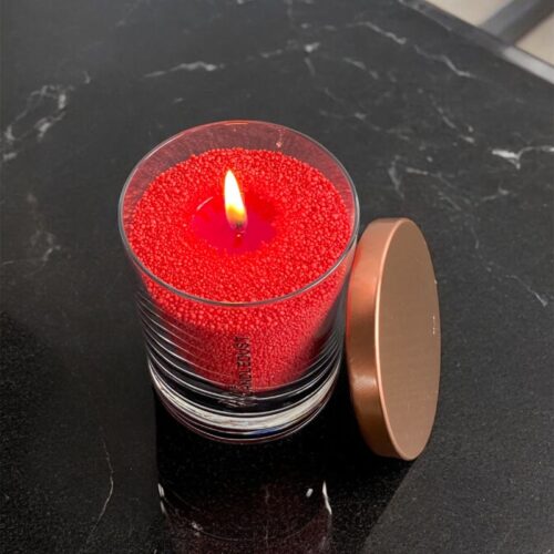 Unscented Powder Candle in Glass, Red, 160 g – view 3