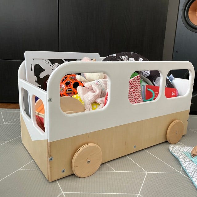 Wooden Toy Box on Wheels, Bus – view 4