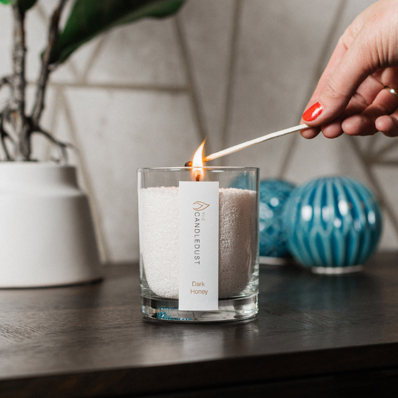 Powder Candle in Glass, Dark Honey, 160 g – view 4
