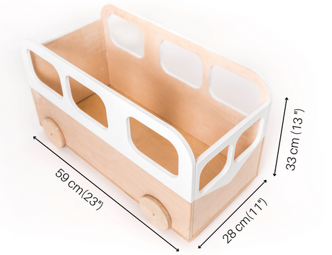 Wooden Toy Box on Wheels, Bus – view 3