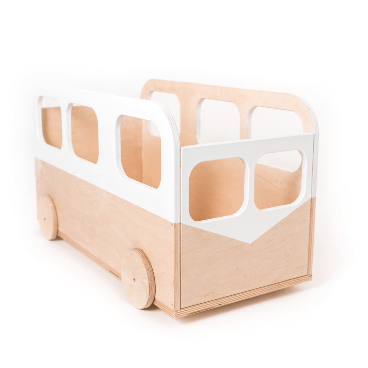Wooden Toy Box on Wheels, Bus – view 2