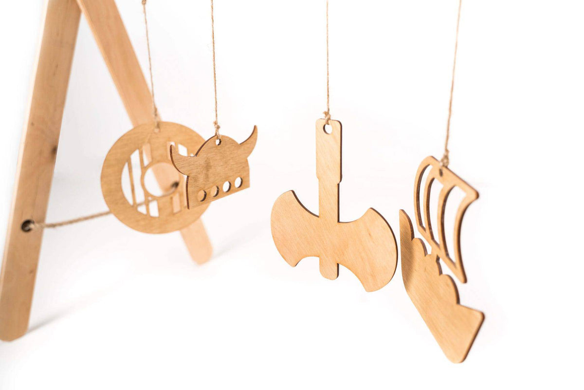 Wooden Baby Play Gym with 4 Hanging Toys – view 4
