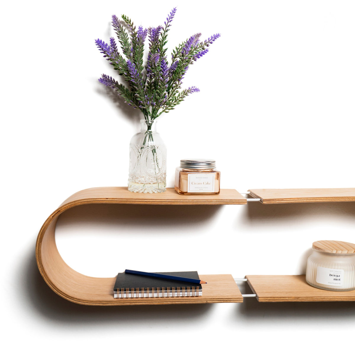 Oval Floating Wall Shelf, Birch Wood – view 2