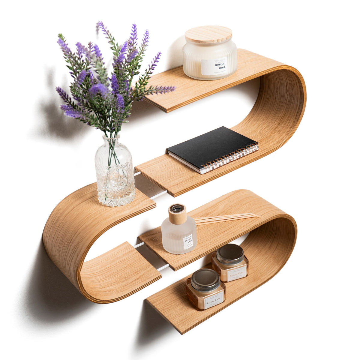 S-Shaped Floating Wall Shelf, Birch Wood – view 5
