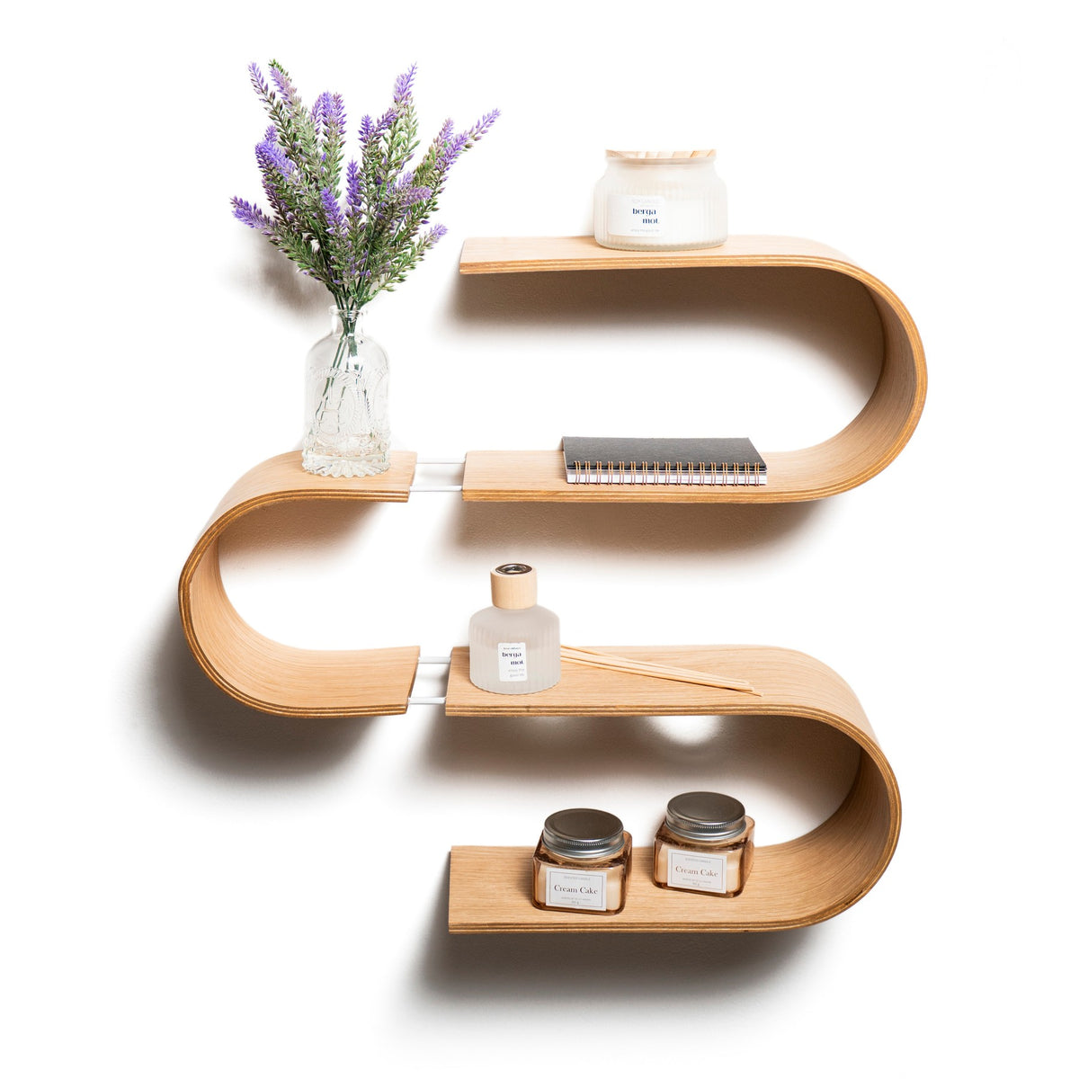 S-Shaped Floating Wall Shelf, Birch Wood – TrucuTu