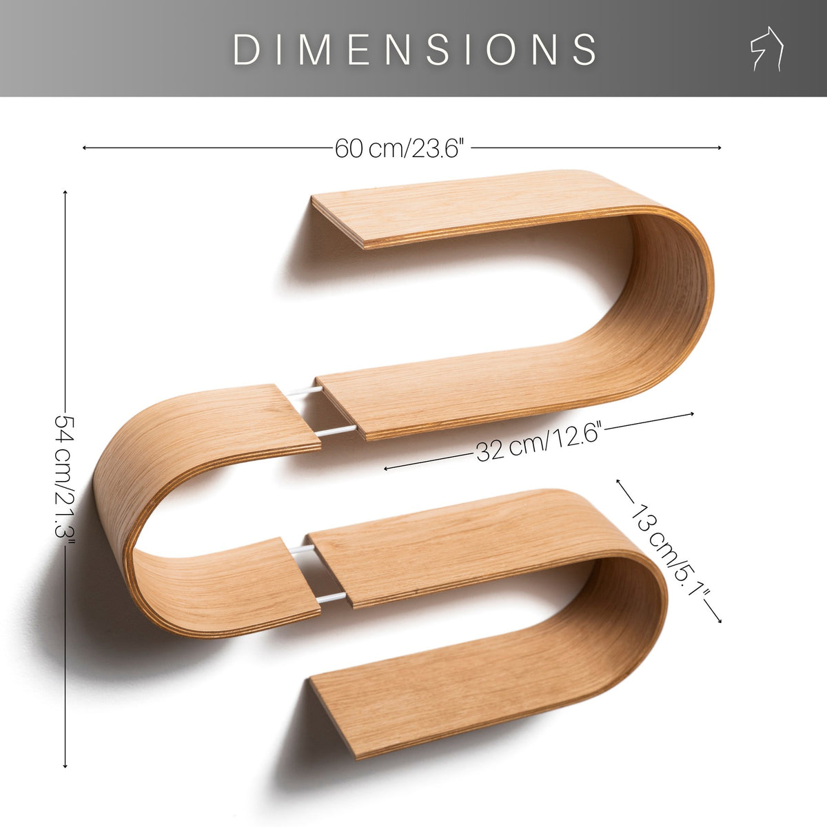 S-Shaped Floating Wall Shelf, Birch Wood – view 4
