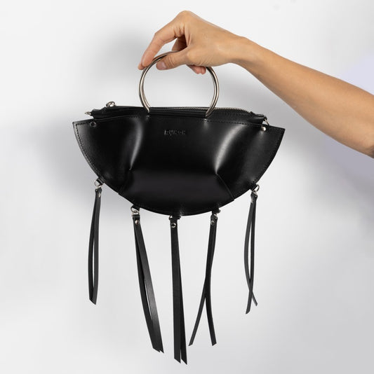 Leather Evening Handbag with Metal Rings – view 2