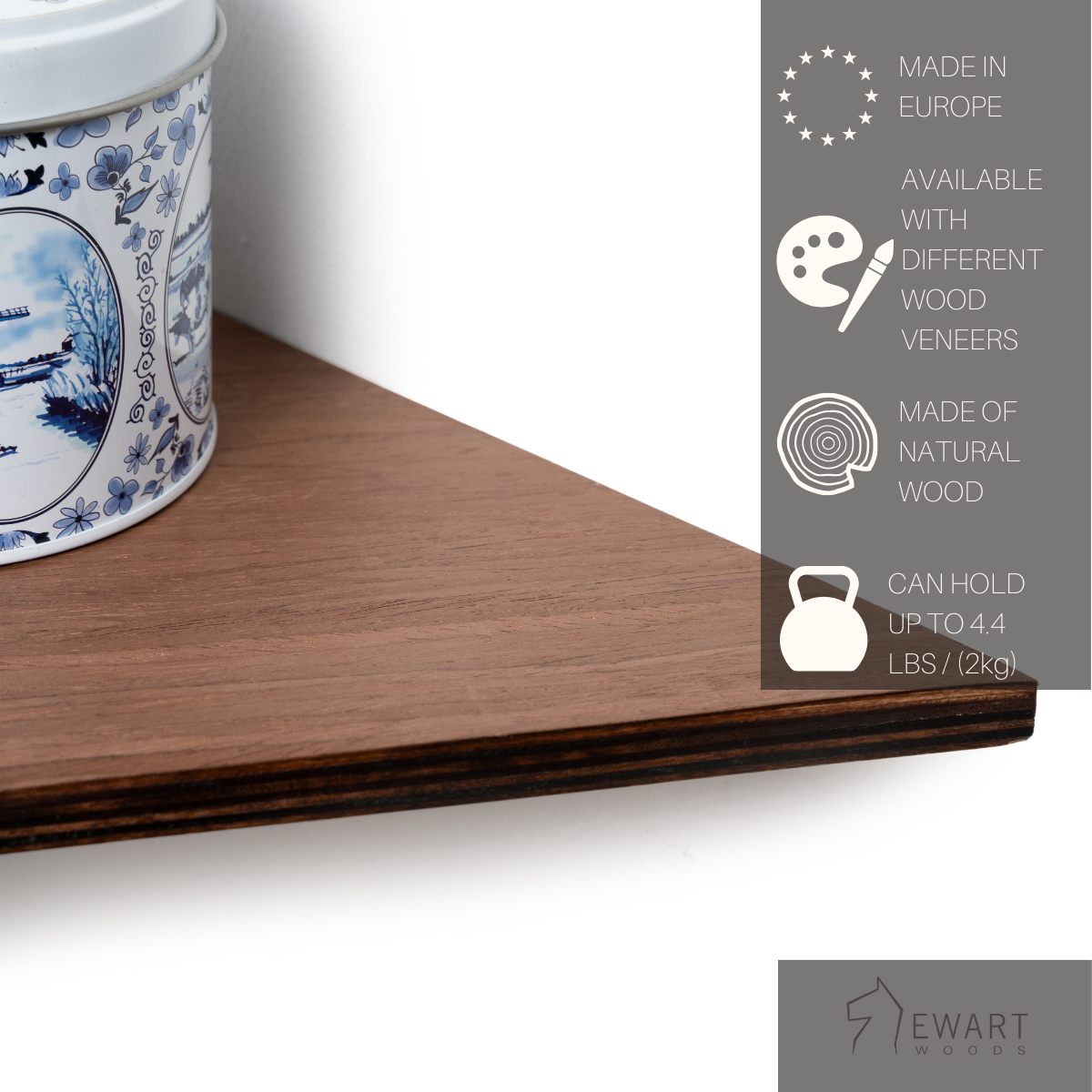 Wooden Floating Corner Shelf – view 3