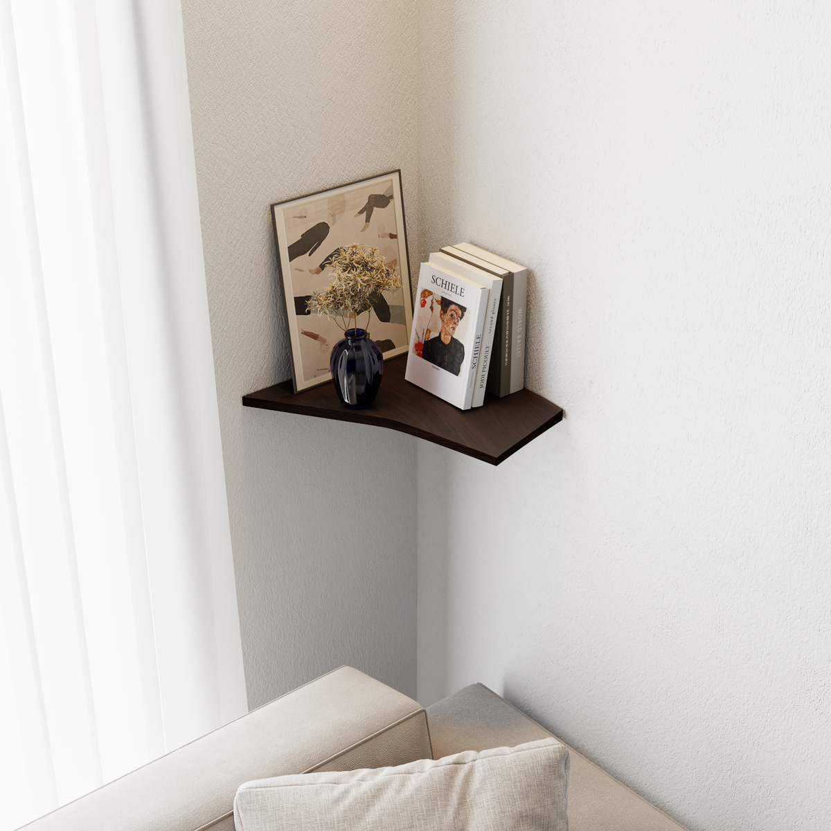 Wooden Floating Corner Shelf – view 2